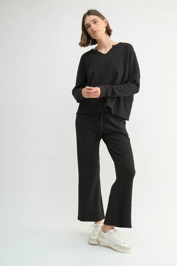 Notch Neck Waffle Top