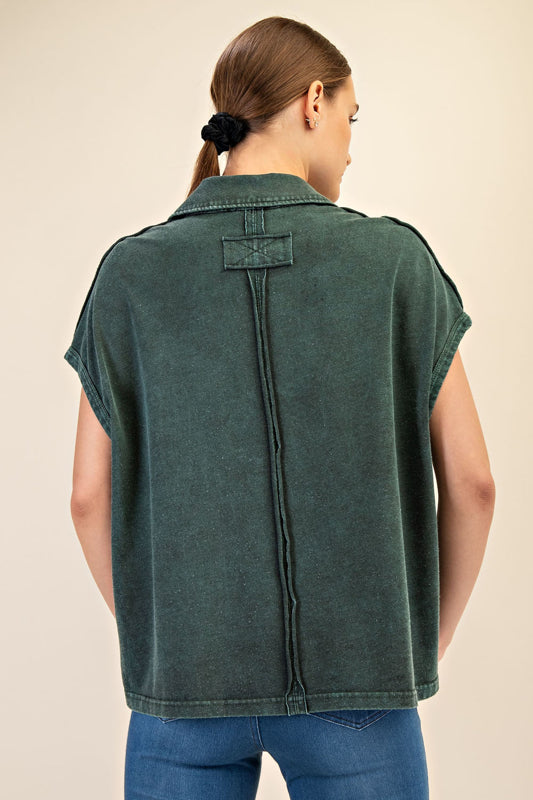 Time To Be Me Mineral Washed Oversized Top