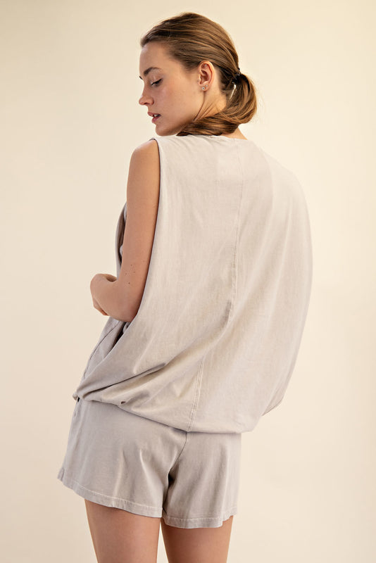 Just In Tme Mineral Washed Tank Top And Shorts Set