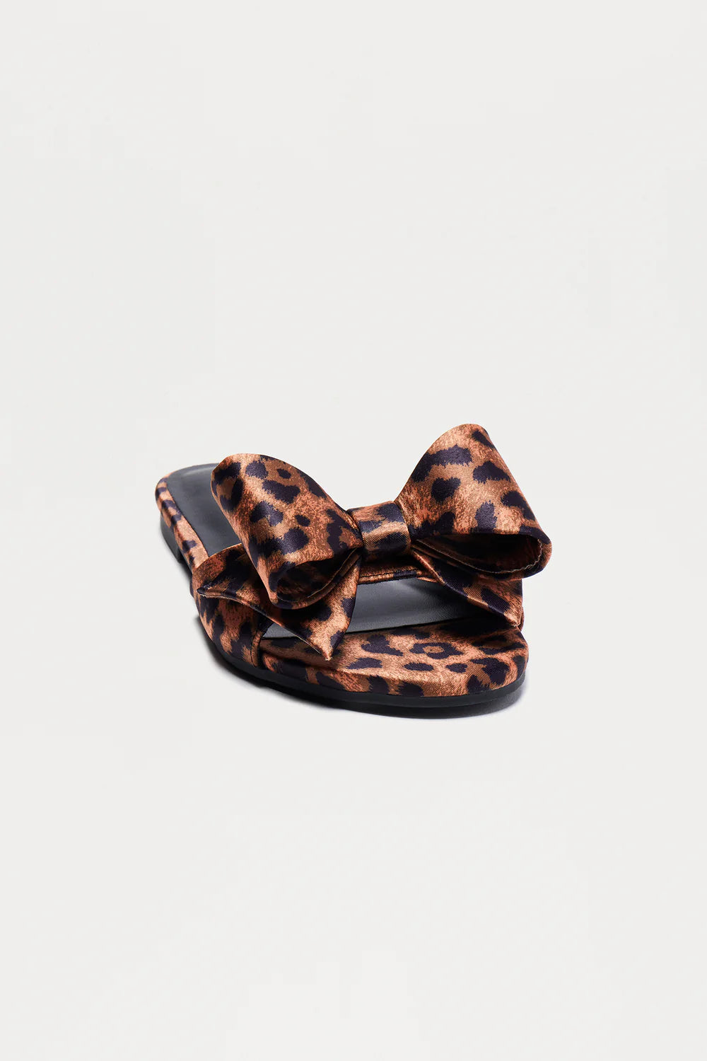 Leopard Bow Satin Sandals