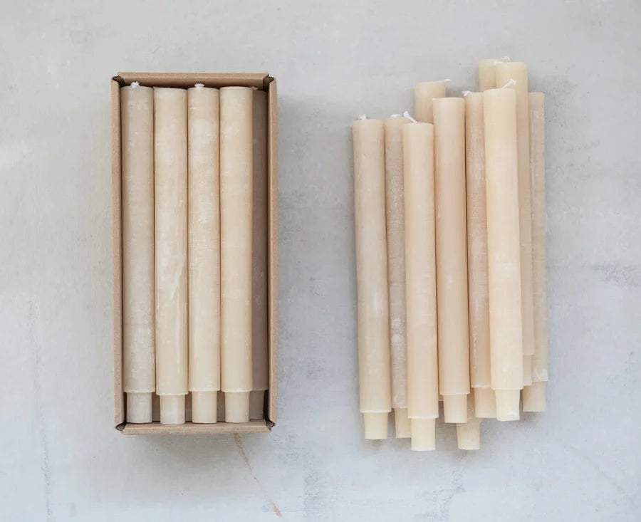 Unscented Taper Candles, Powder Finish, Set Of 12