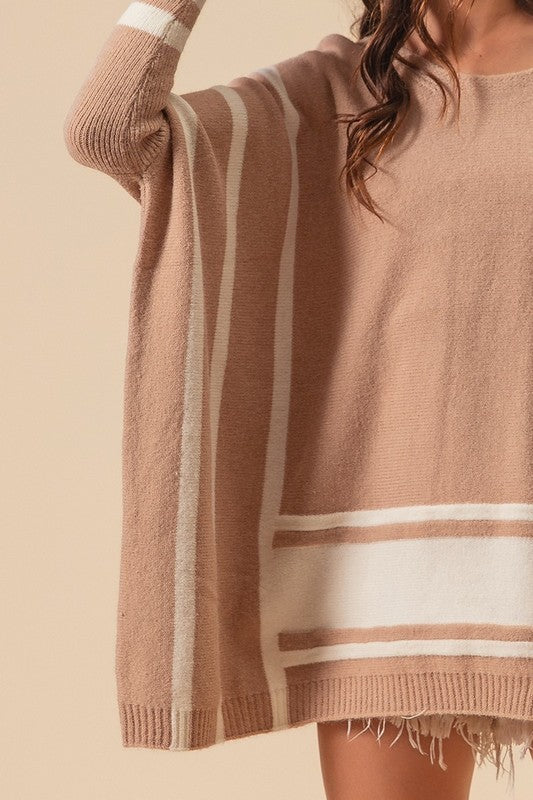 Batwing Striped Sweater