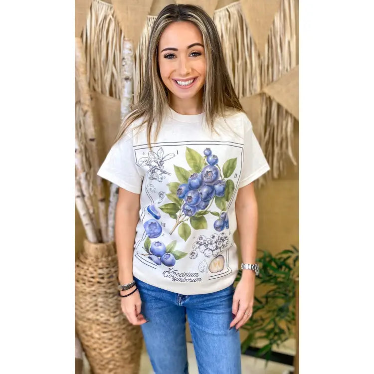 Botanical Blueberry Graphic T-Shirt