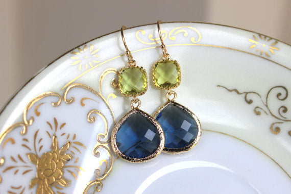 Double Drop Sapphire Navy Earrings