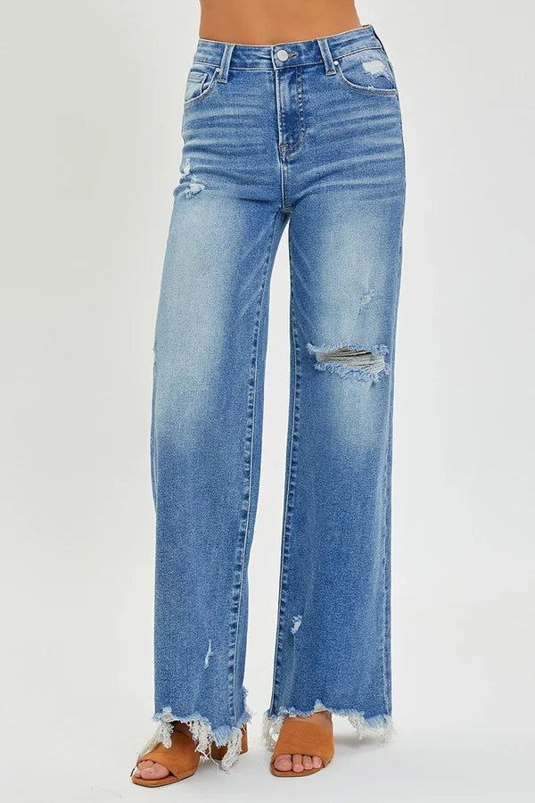 Risen Coming Through High Rise Frayed Hem Jeans