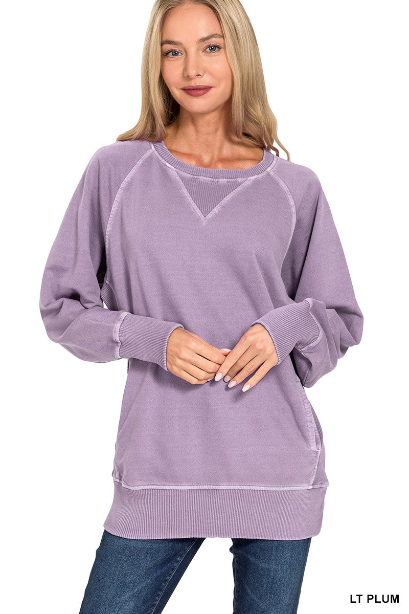 Pigment Dyed French Terry Pullover With Pockets