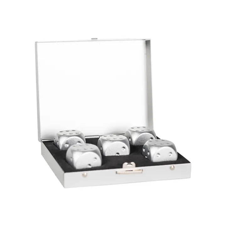 Men's Brushed Stainless Dice Set | Steel Dice Game