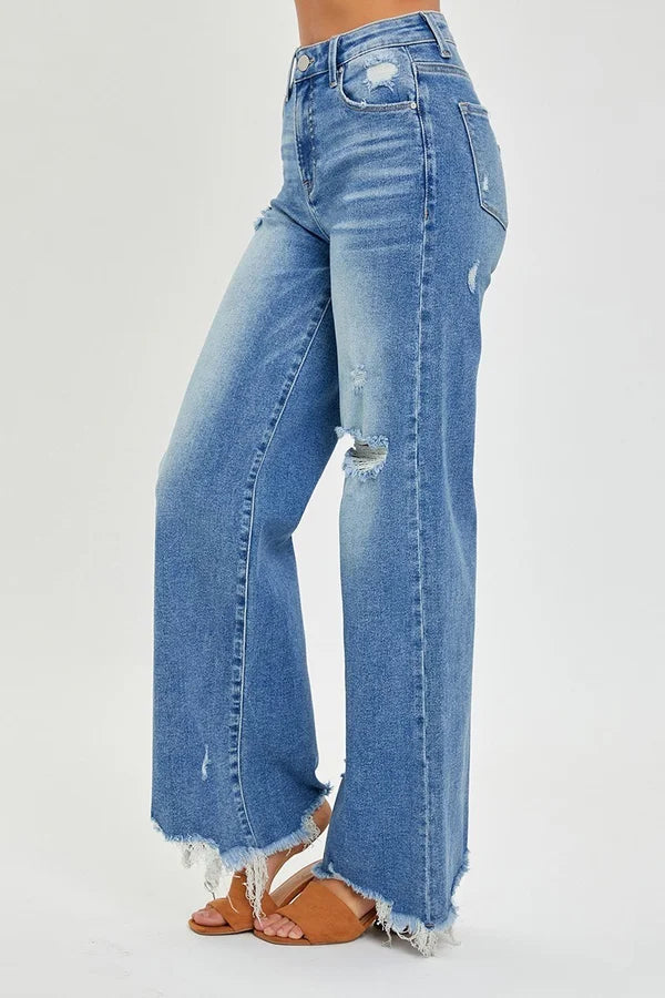 Risen Coming Through High Rise Frayed Hem Jeans