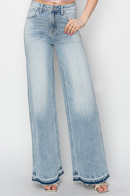 Risen High Rise Wide Leg Shadow Hem Jean