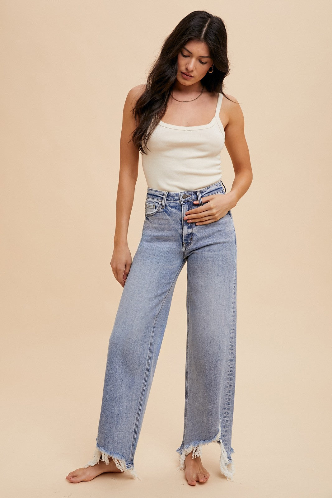 AnnieWear Asymmetrical Hem Jeans