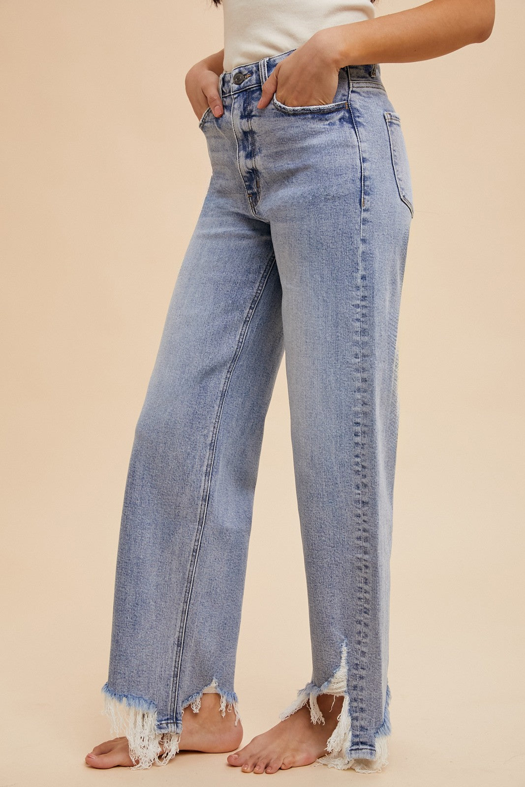 AnnieWear Asymmetrical Hem Jeans