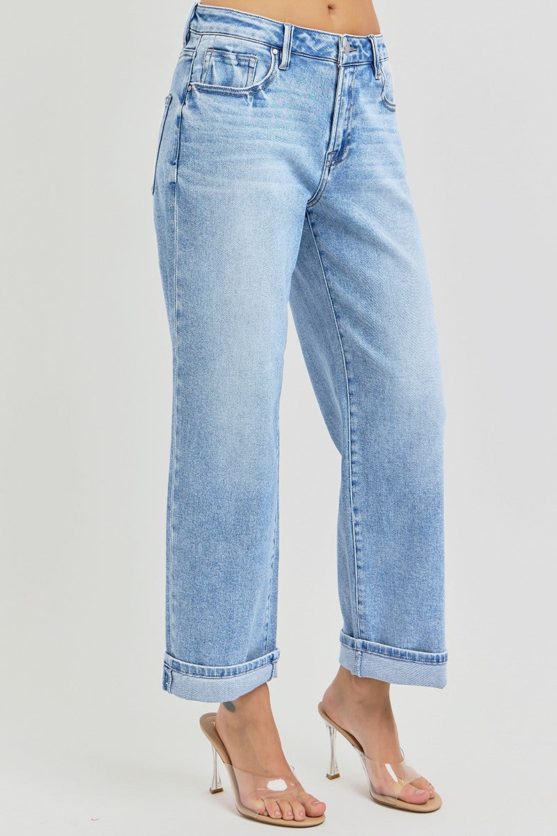 Risen High Rise Ankle Cuffed Jeans