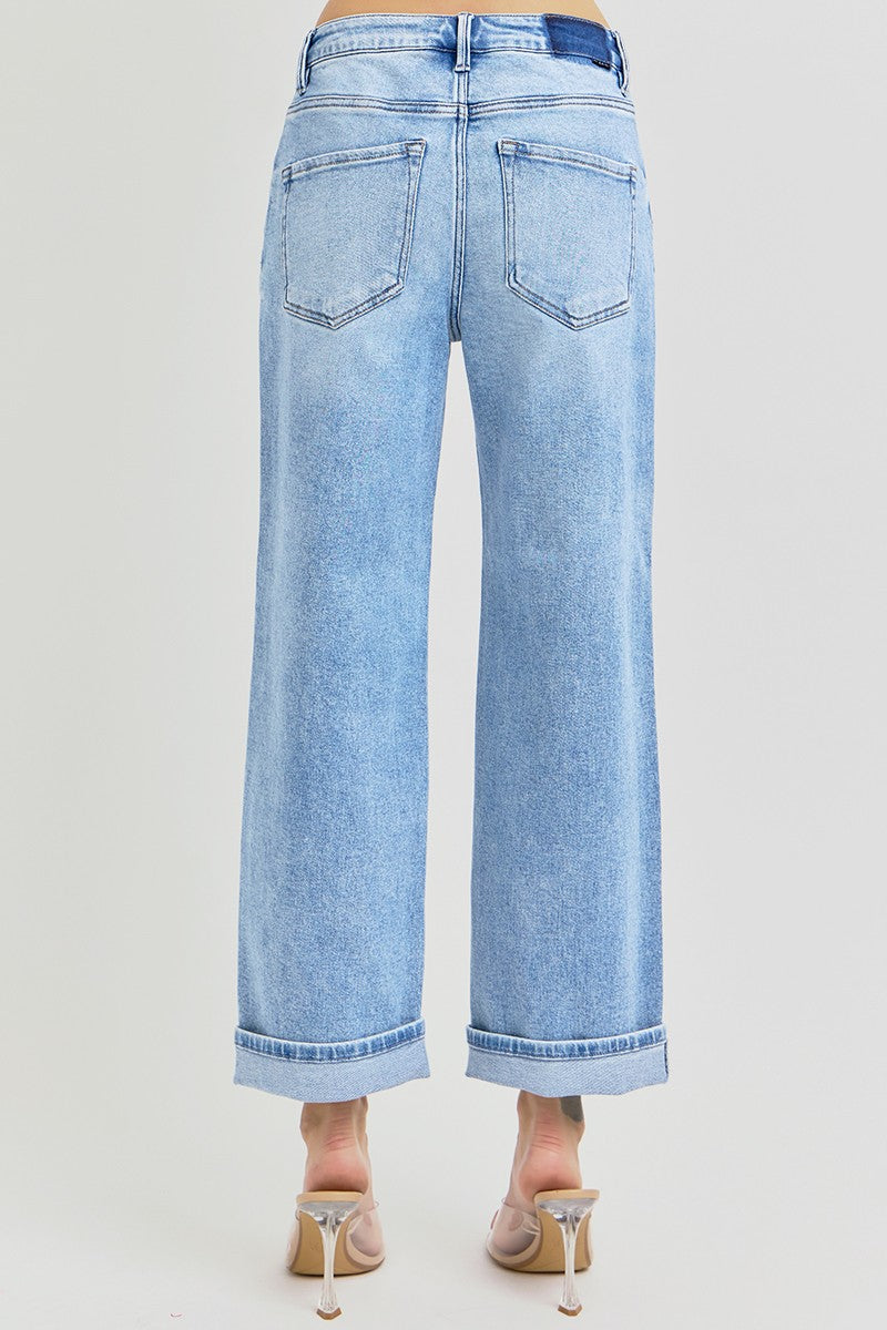 Risen High Rise Ankle Cuffed Jeans