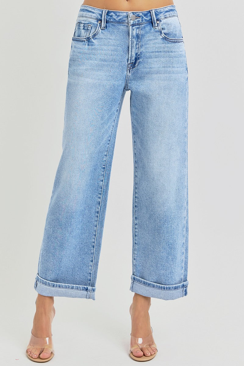 Risen High Rise Ankle Cuffed Jeans