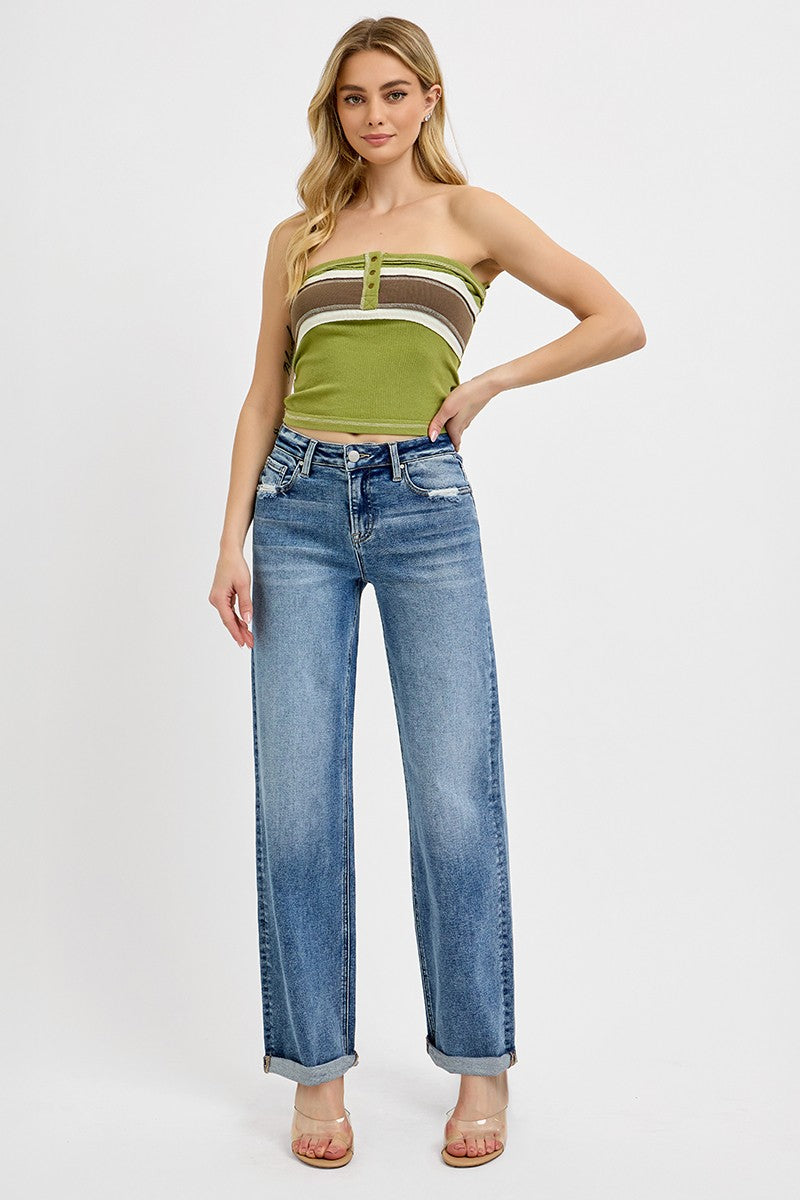 Risen High Rise Wide Baggy Jeans