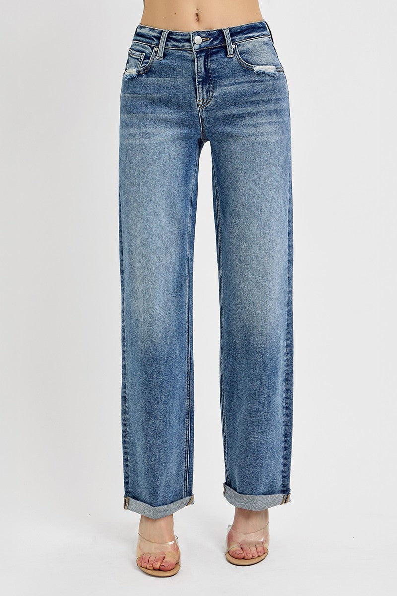 Risen High Rise Wide Baggy Jeans