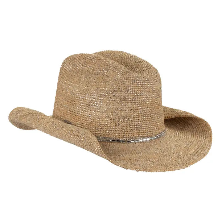 Natural Raffia Western Hat