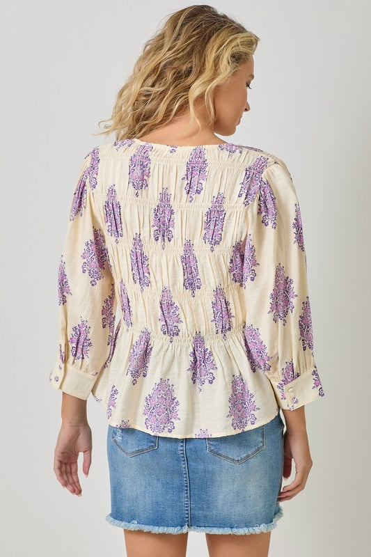 Puff Sleeve Smocked Blouse