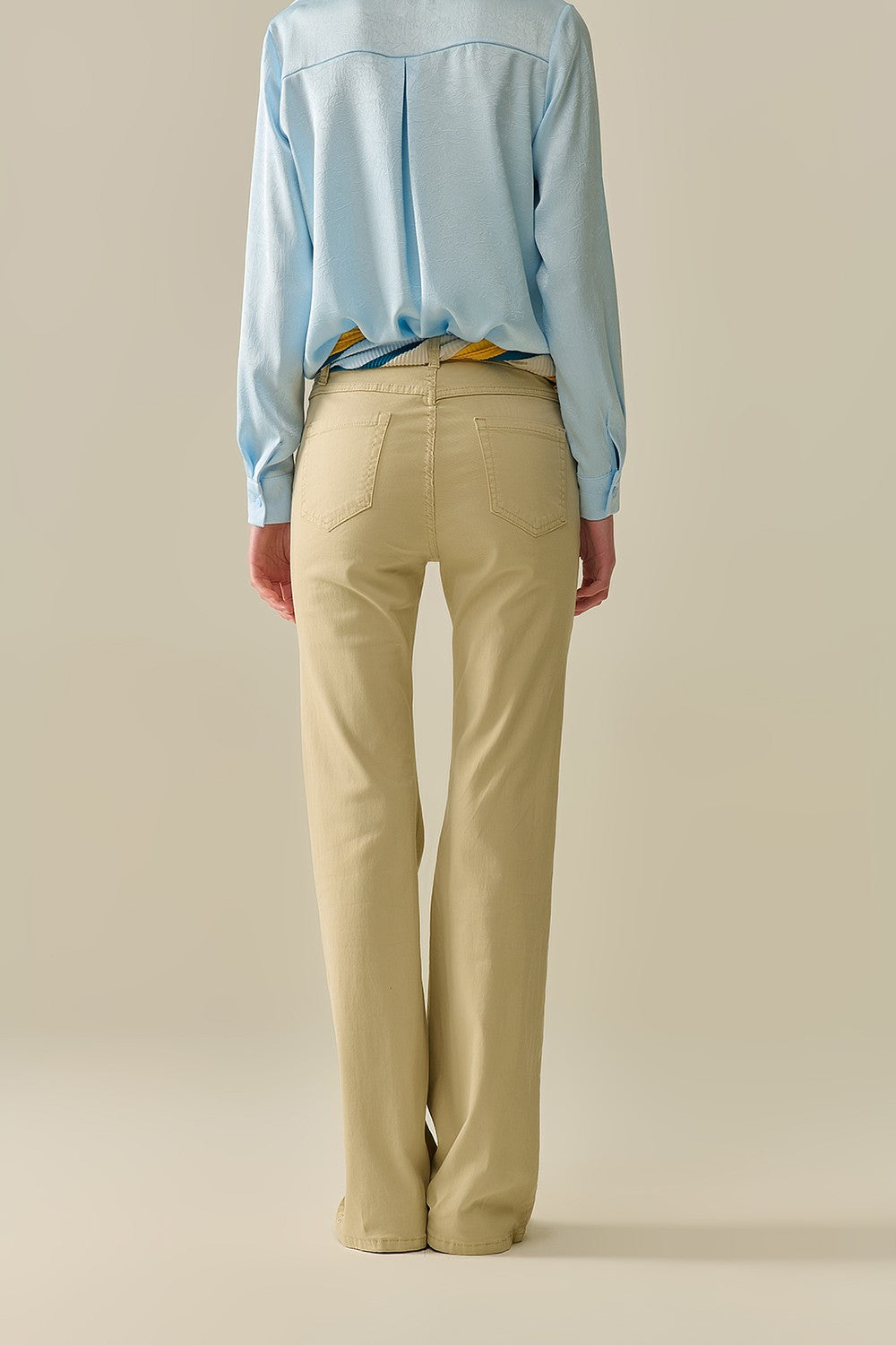 Comfy Stretchy Beige Flared Pants