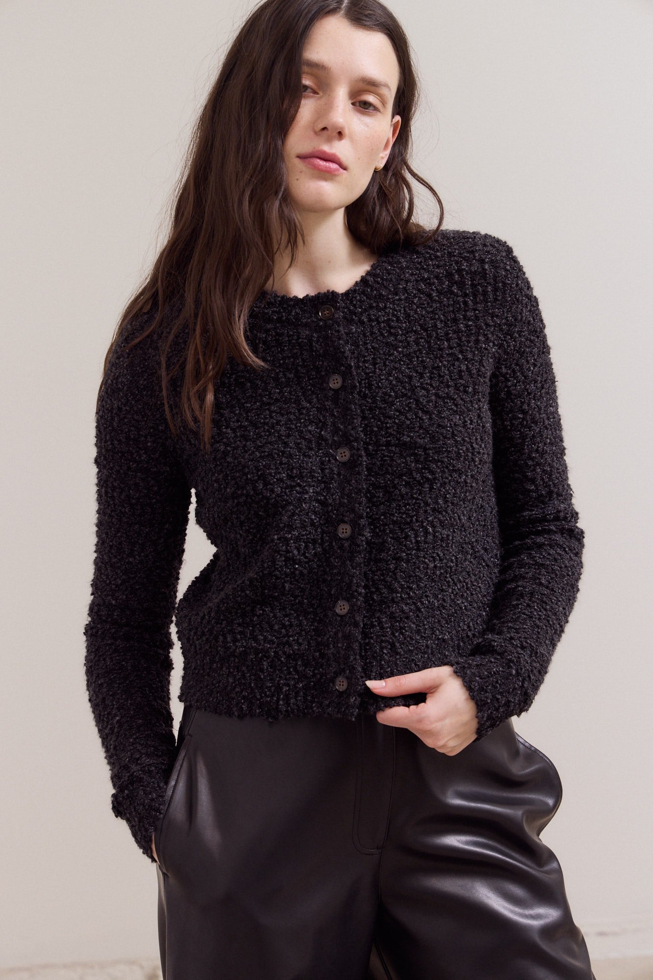 Round Neck Button Up Cardigan