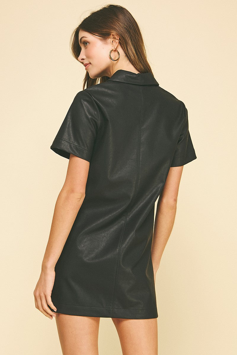 Pu Leather Tunic Dress