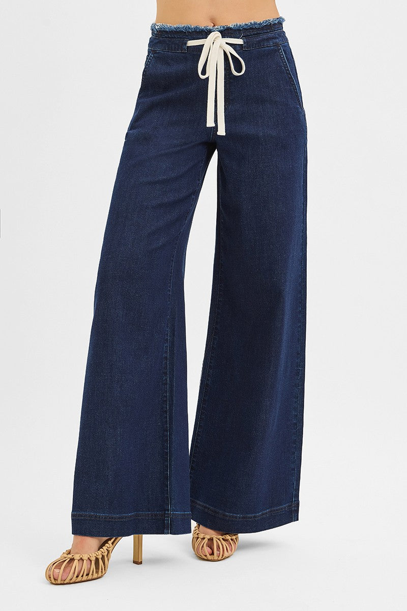 Risen Dark Tie Front Wide Pants