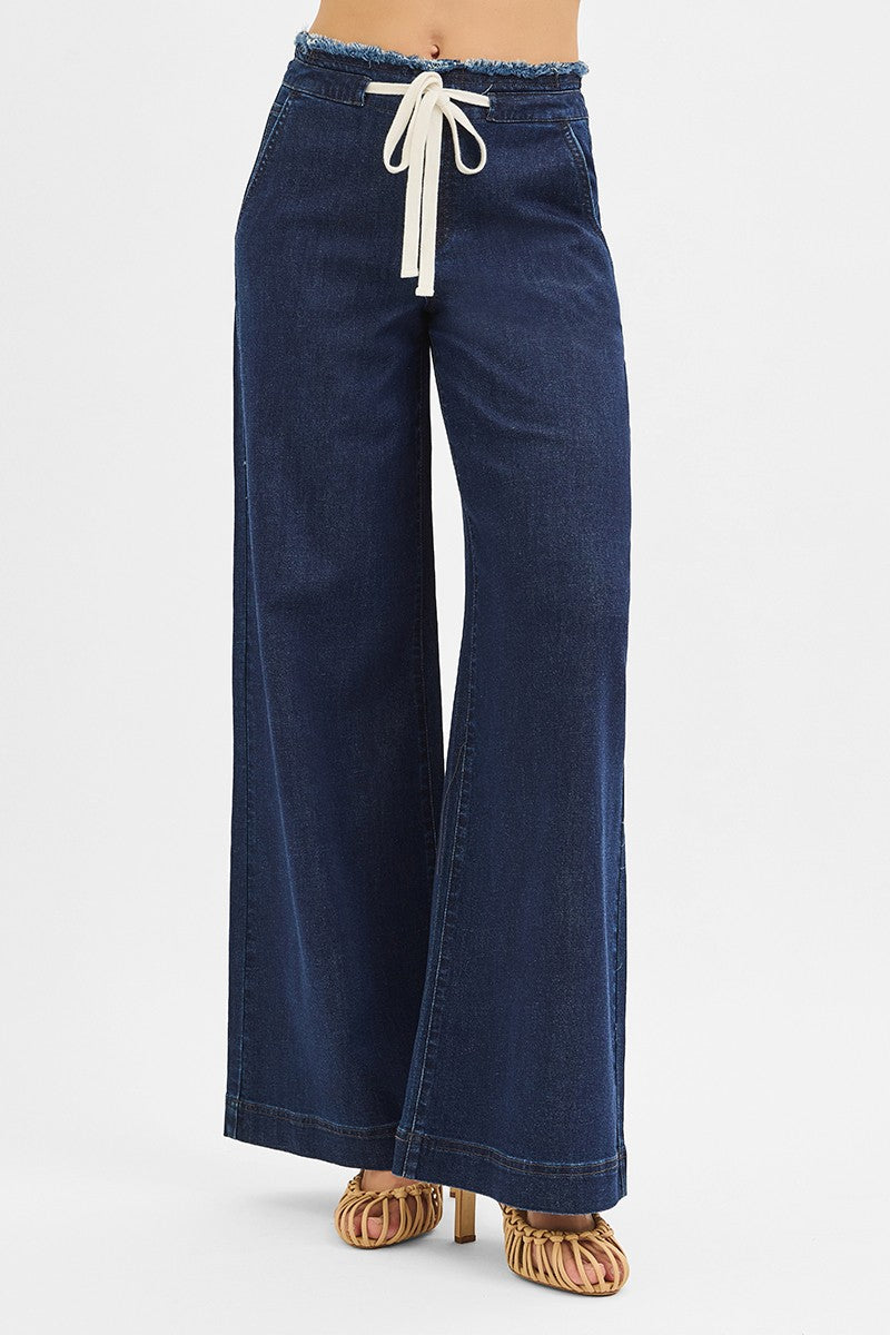 Risen Dark Tie Front Wide Pants