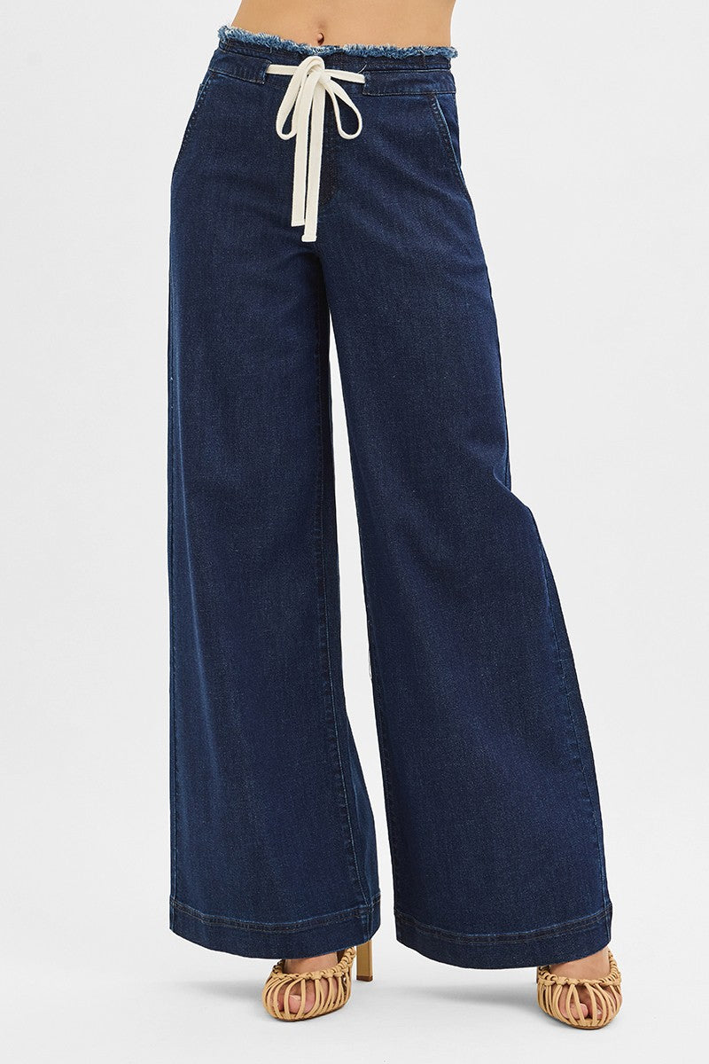 Risen Dark Tie Front Wide Pants