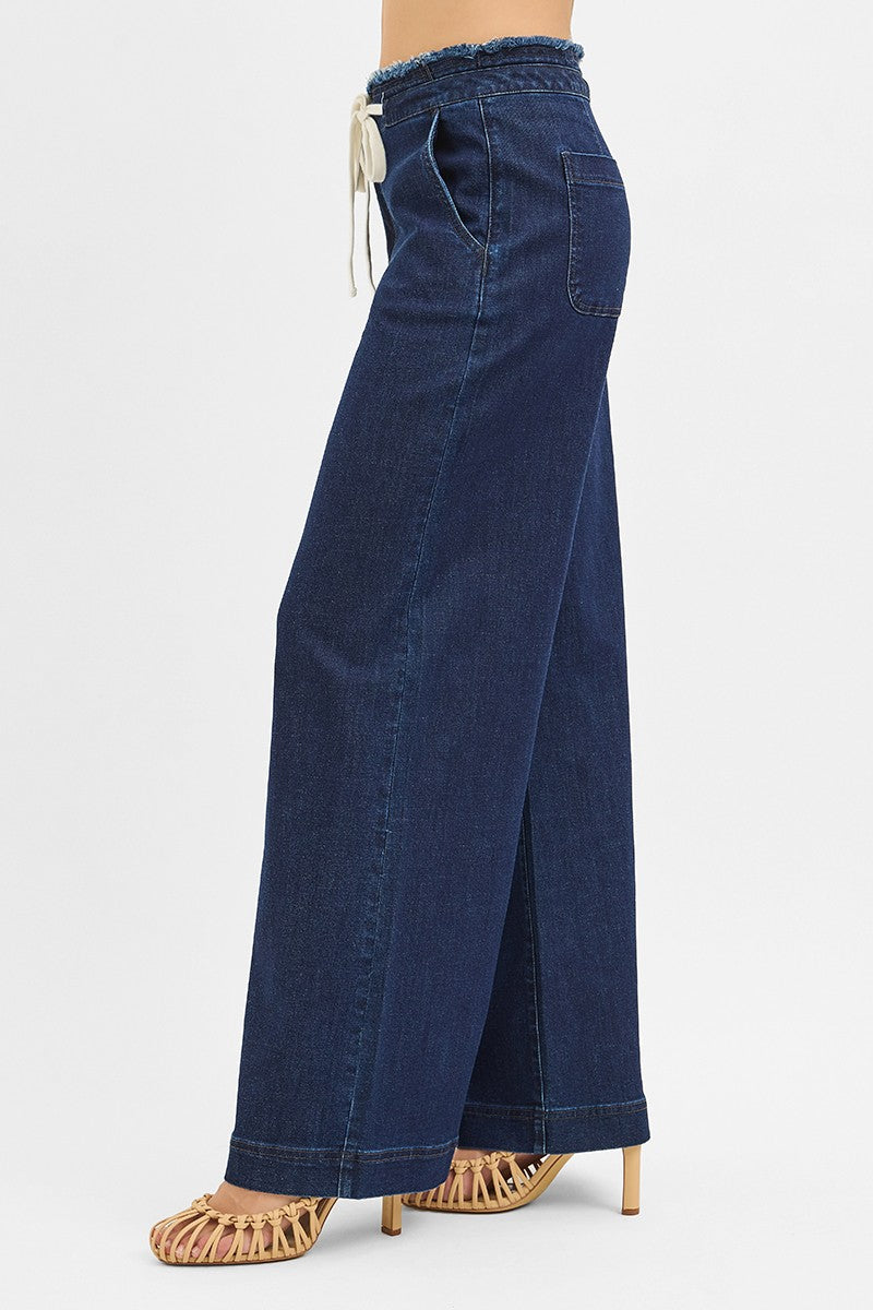 Risen Dark Tie Front Wide Pants