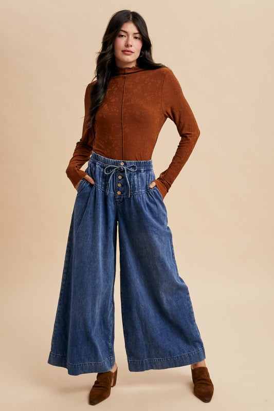 Floral Textured Knit Mock Neck Top