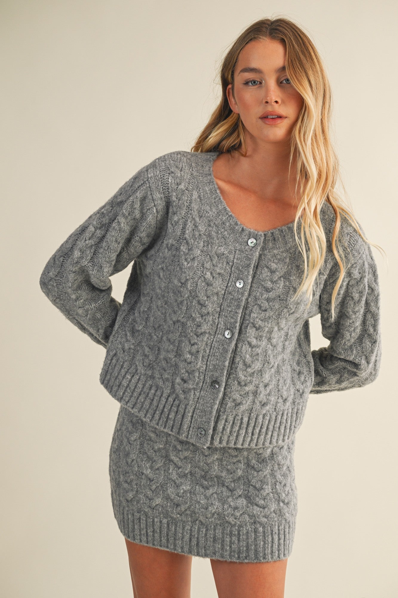 Grade & Gather Cable Sweater Cardigan