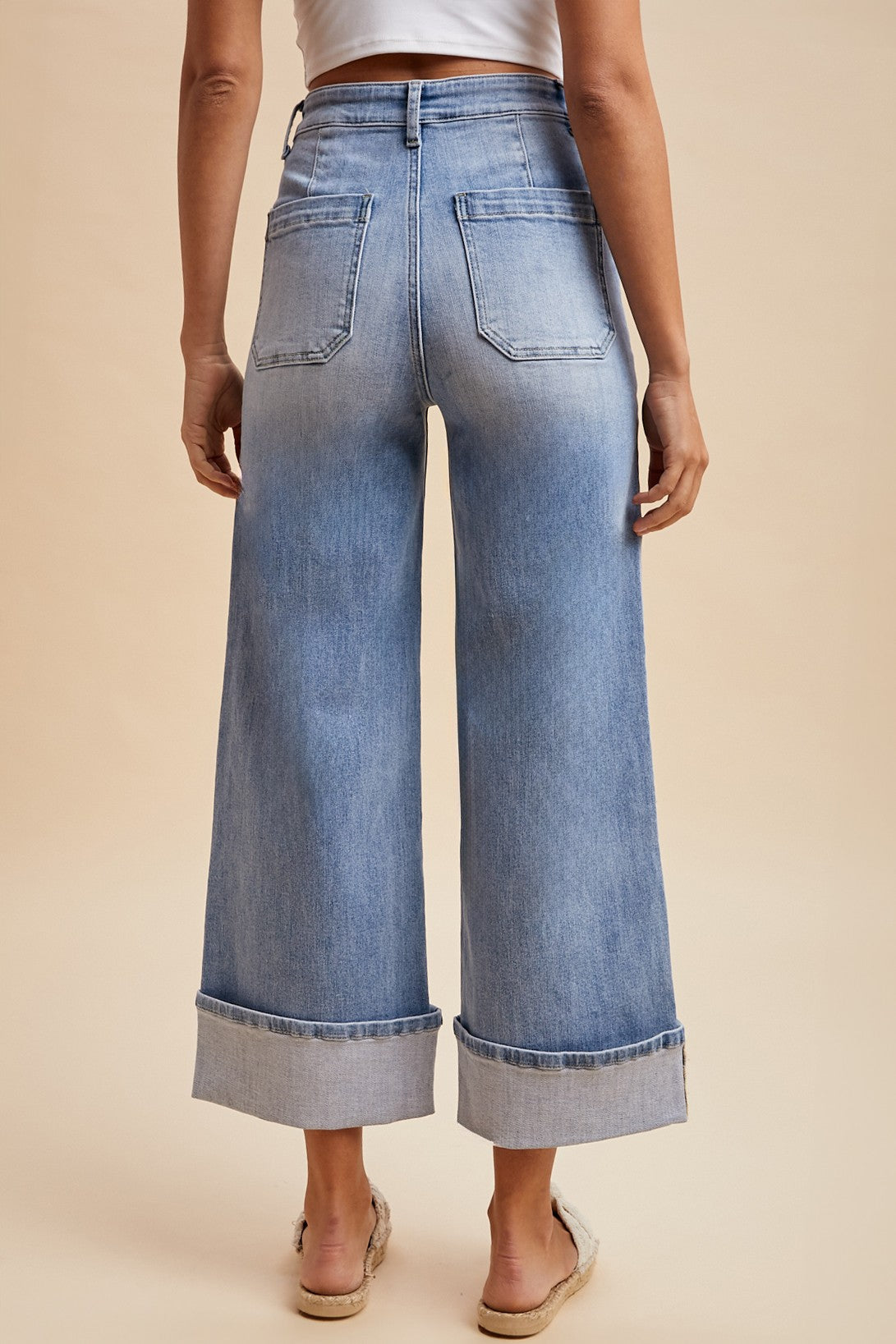 Annie Wear Comfort Stretch Wide Leg Cuff Jeans