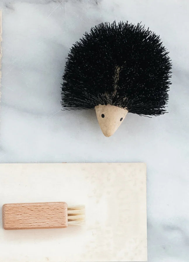 Wood & Plastic Hedgehog Shaped Scrub Brush