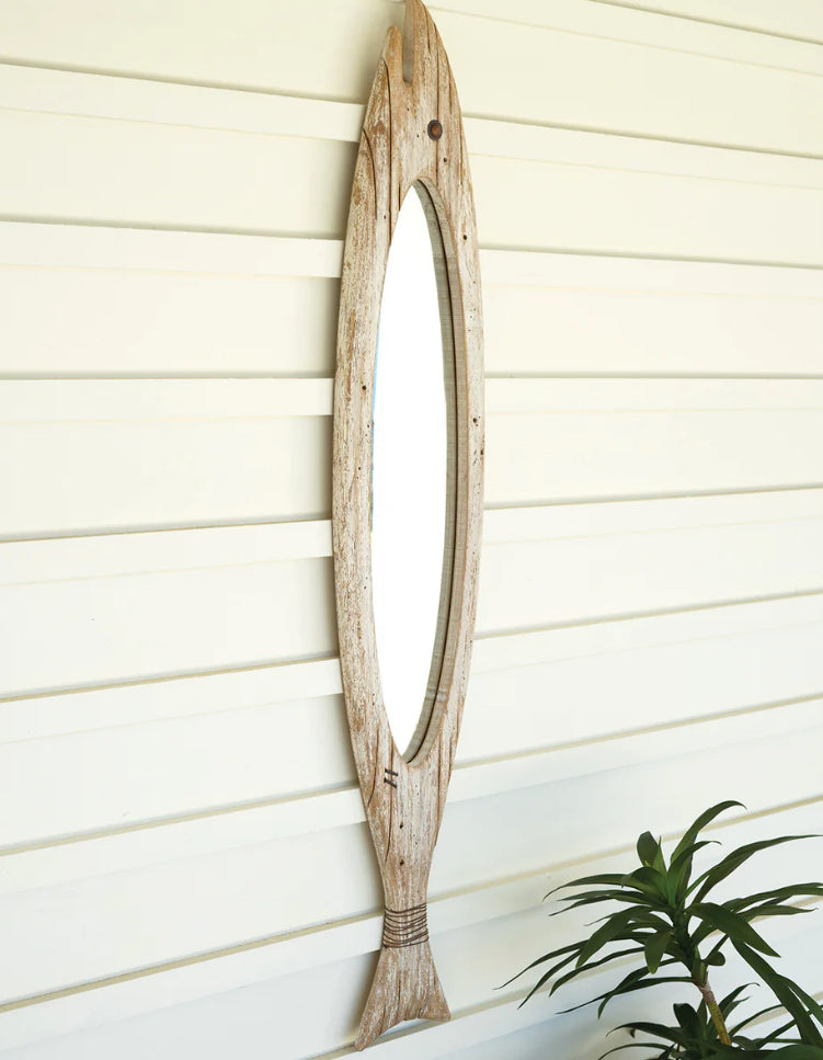 Carved Wooden Fish Mirror