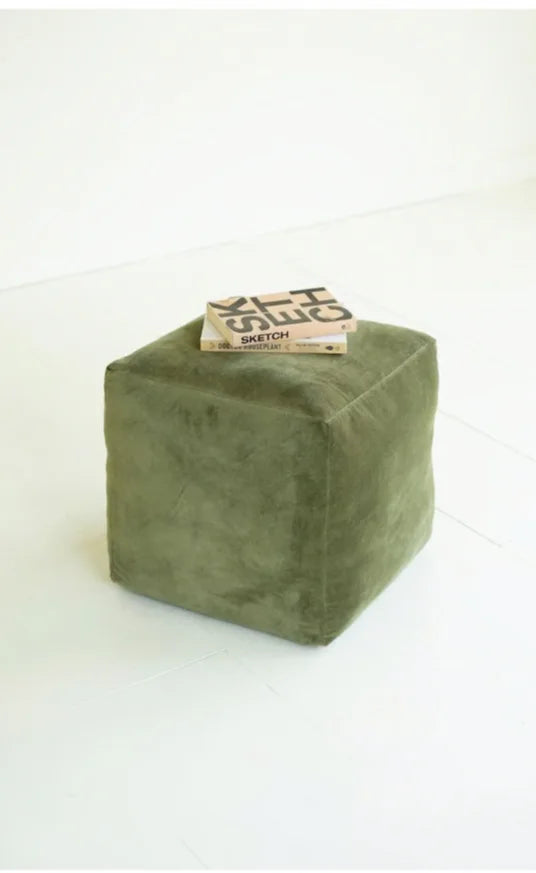 Avacado Velvet Poof