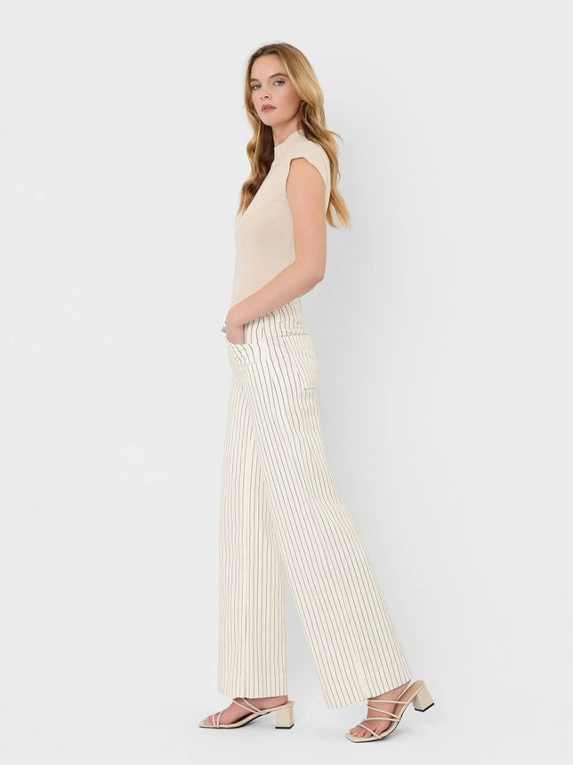 VERVET High Rise Striped Wide Leg Jeans