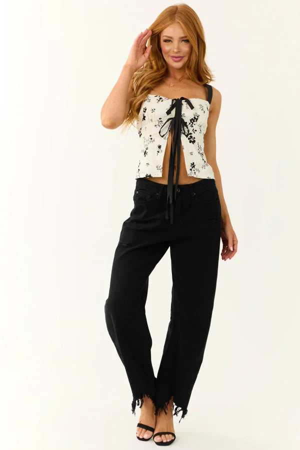 Special A Distressed Charcoal Barrel Jeans