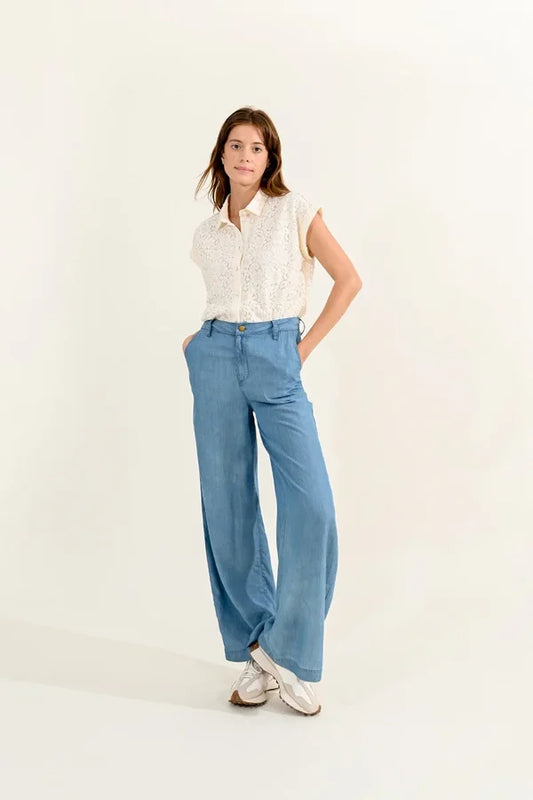 Wide-Leg Lyocell Pants
