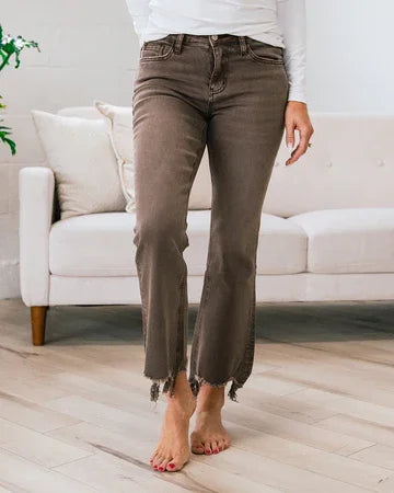 VERVET POTTING SOIL CROP FLARE  JEANS - SIZE 16,18