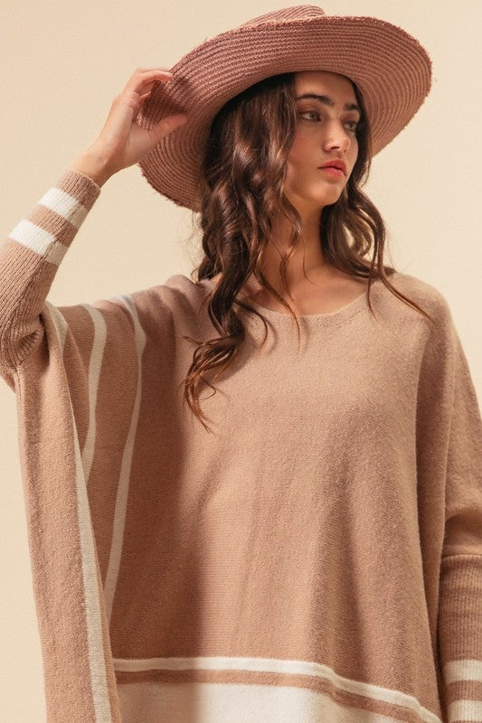 Batwing Striped Sweater