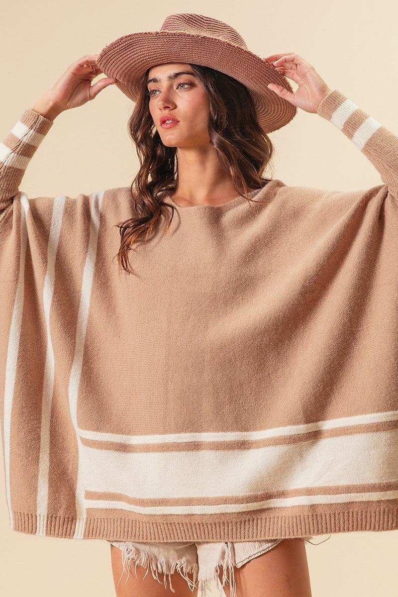 Batwing Striped Sweater
