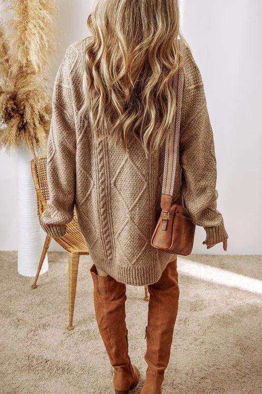 Cable Knit Loose Fit Sweater Dress