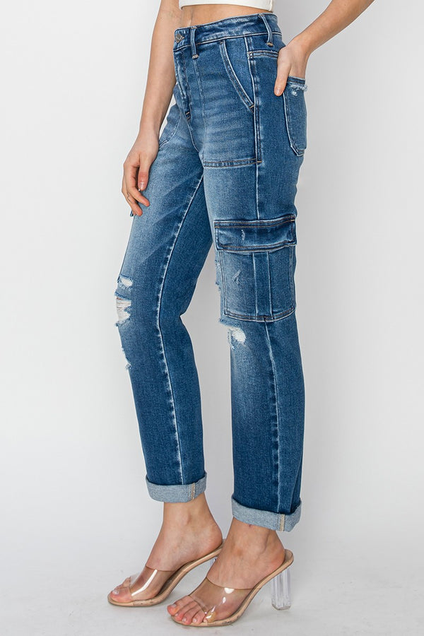 Risen Highway Chic High Rise Cargo Jeans
