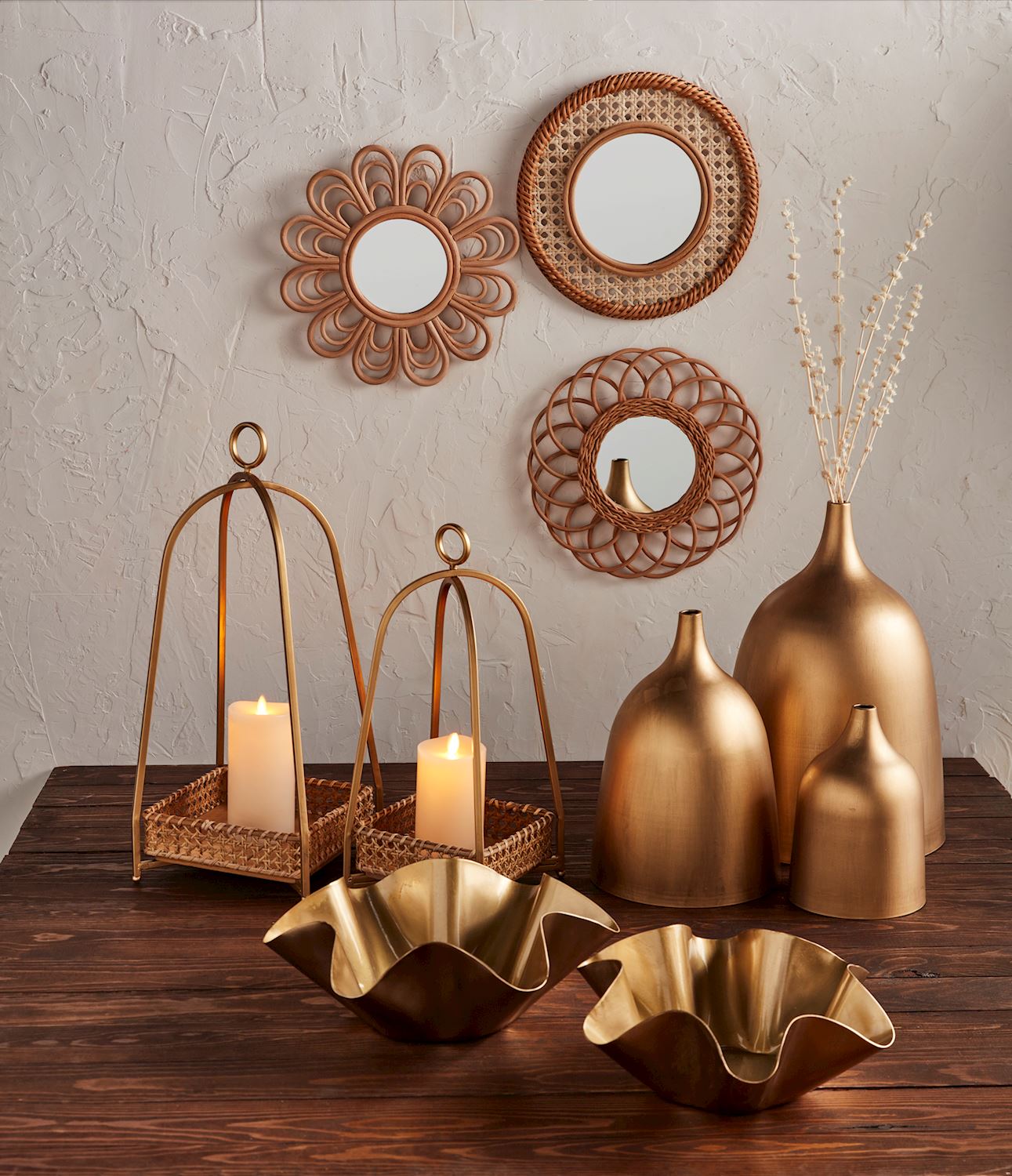 Nesting Brass Vase Set