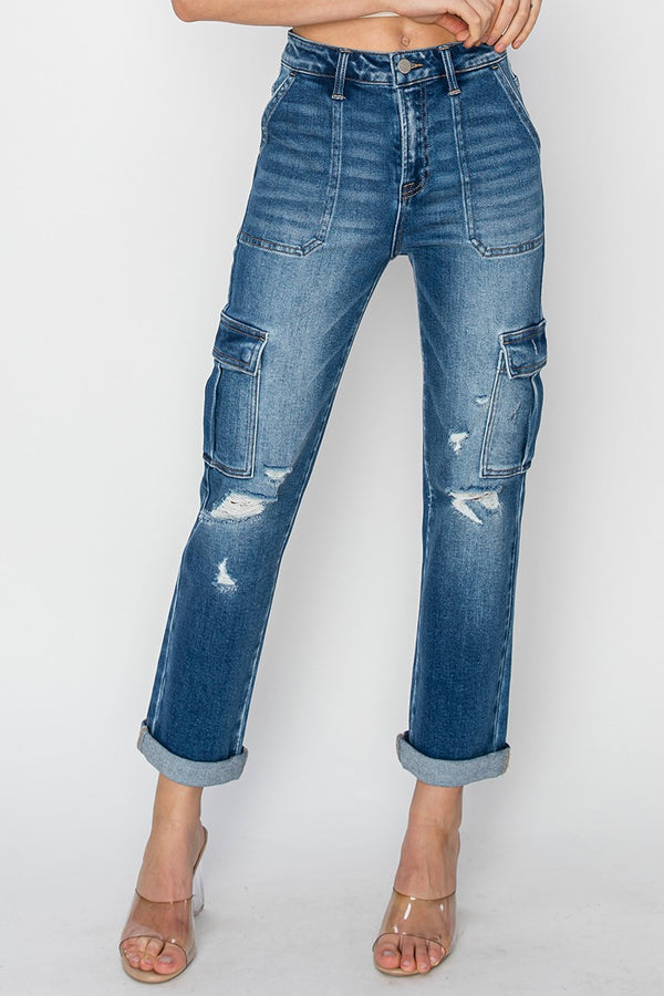 Risen Highway Chic High Rise Cargo Jeans
