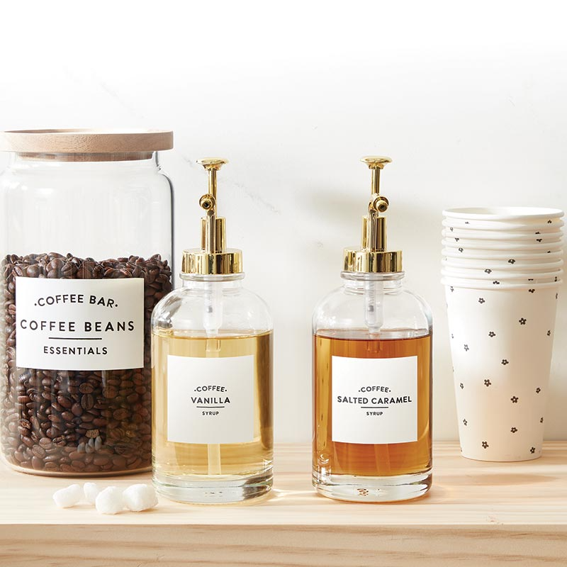 Flavor Flair Set Of 2 Glass Coffee Syrup Dispensers