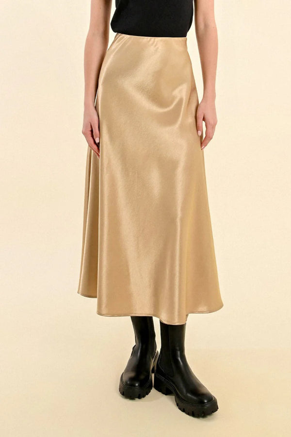 All Day Chic Long Satin Skirt