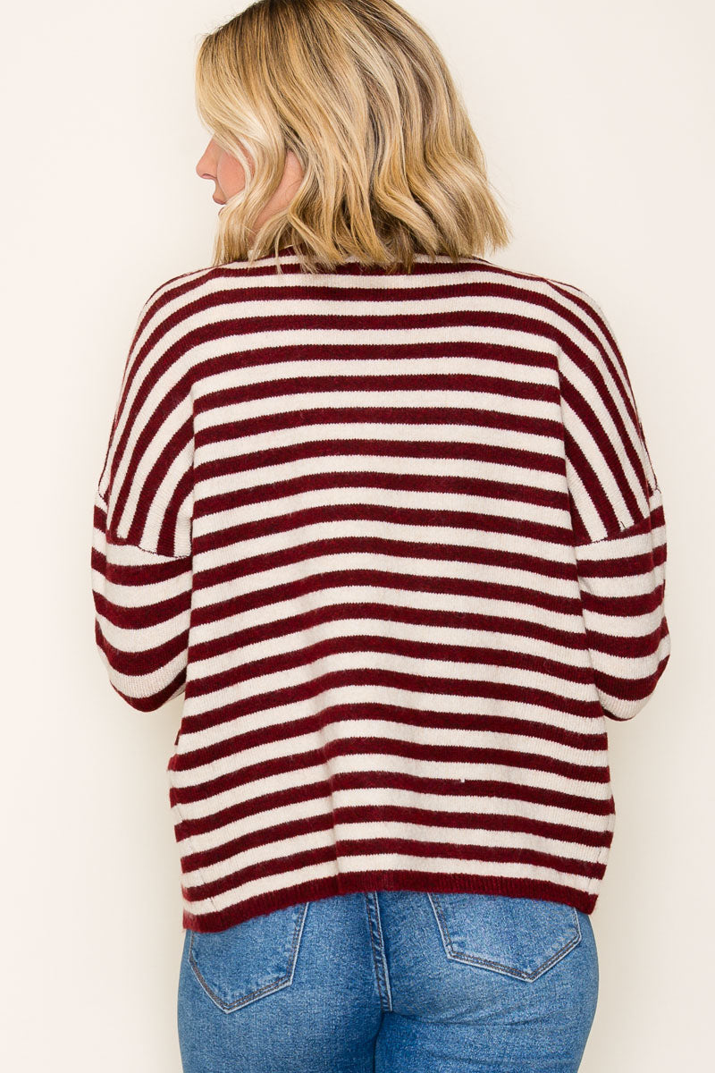 Striped Button Down Cardigan