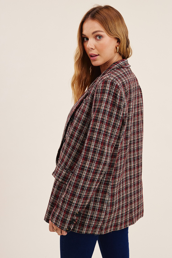 Everything In Me Woven Plaid Blazer Jacket