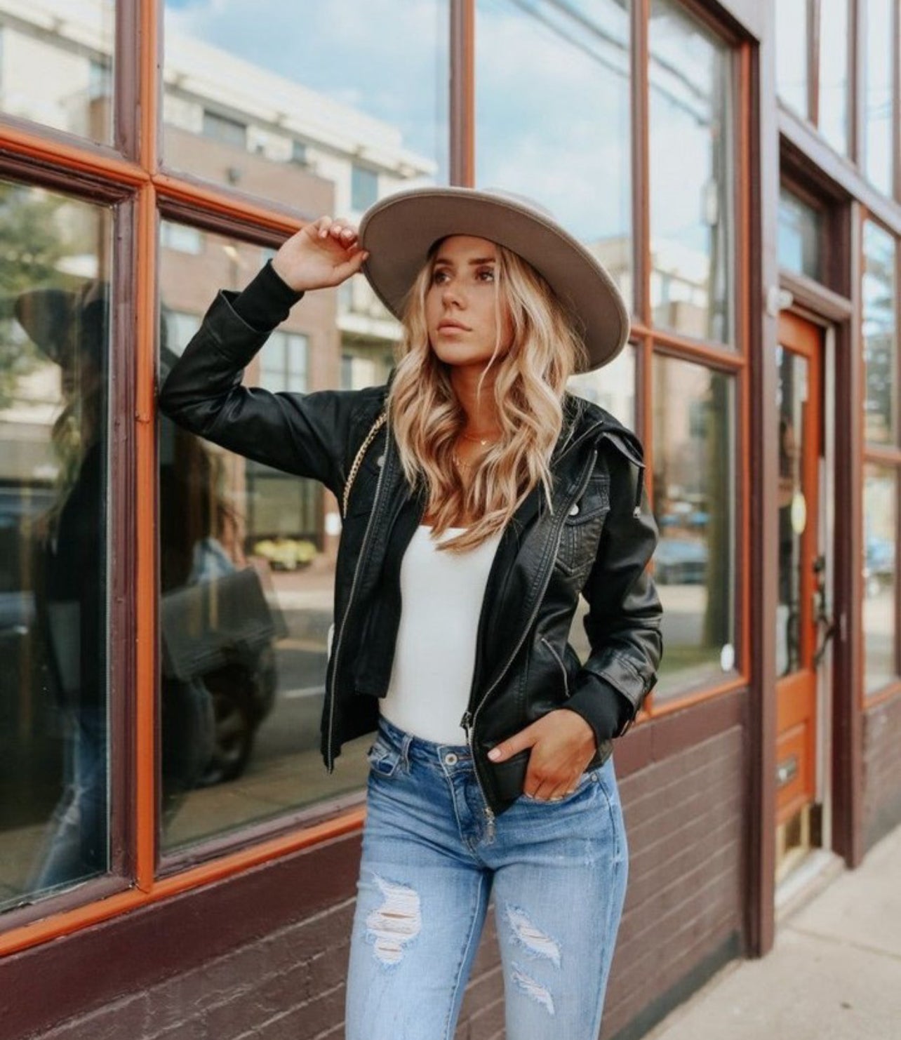 Vegan Leather Hooded Jacket